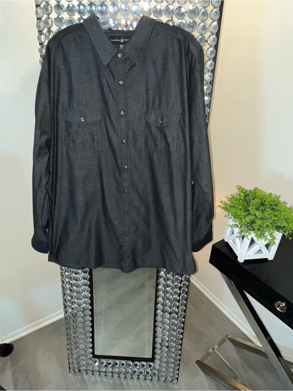 Men’s Beverly Hills Polo Denim button up Polo Shirt Size 3XL